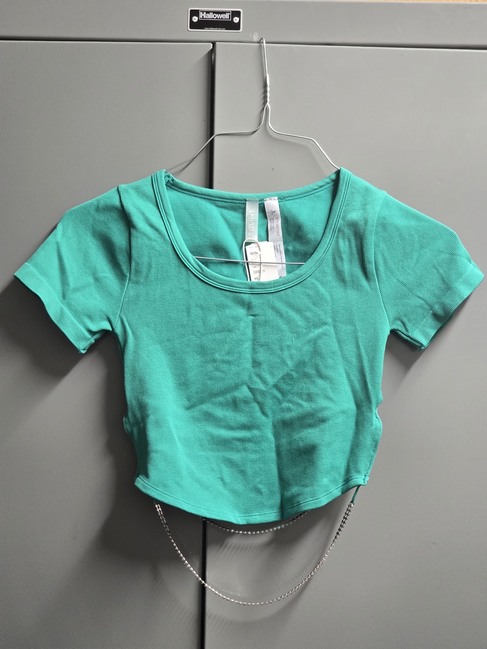 Women’s Teal Crop Top with Scoop Neck